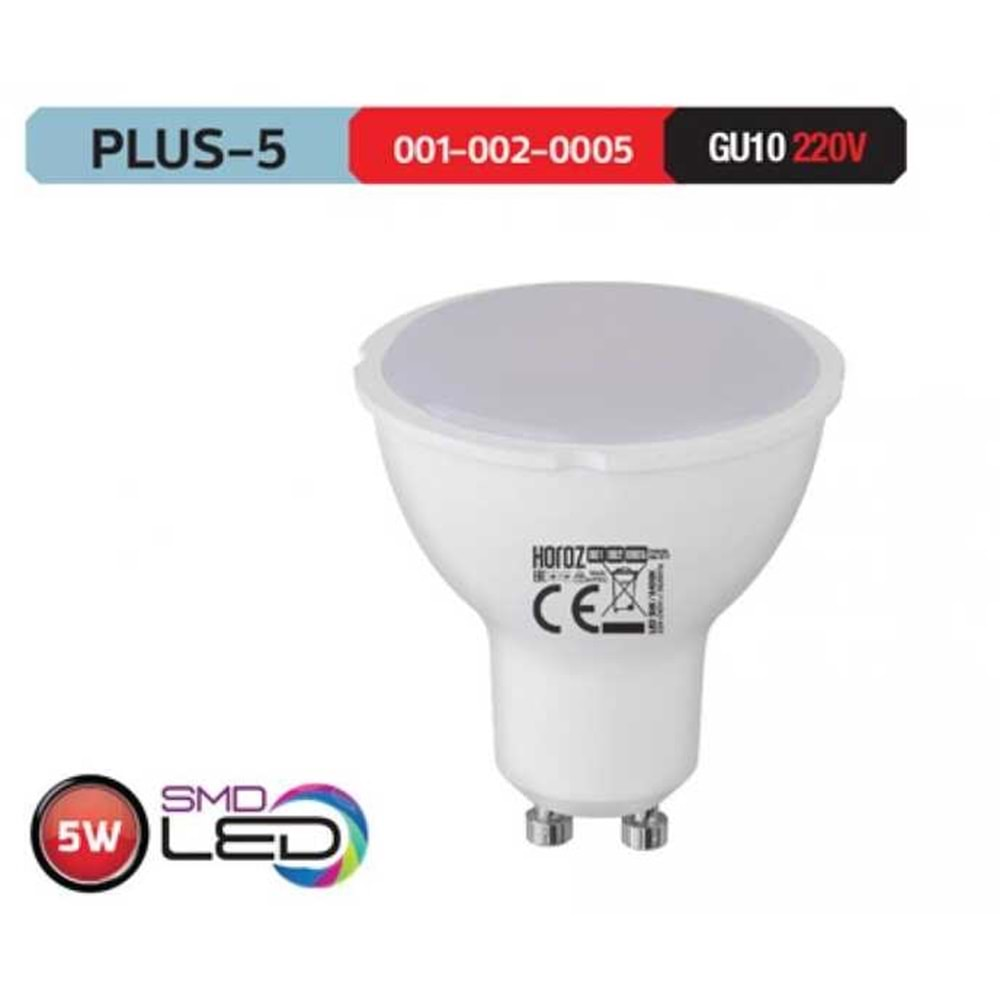 HOROZ 5W LED ÇANAK AMPUL 6400K GU10 220V PLUS-5 001 002 0005