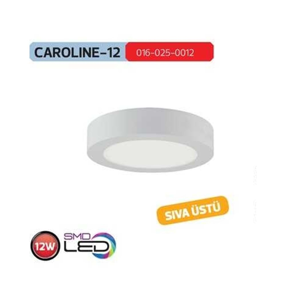 HOROZ 12W SIVA ÜSTÜ LED PANEL BEYAZ KASA 6400K BEYAZ IŞIK CAROLINE-12 016 025 0012