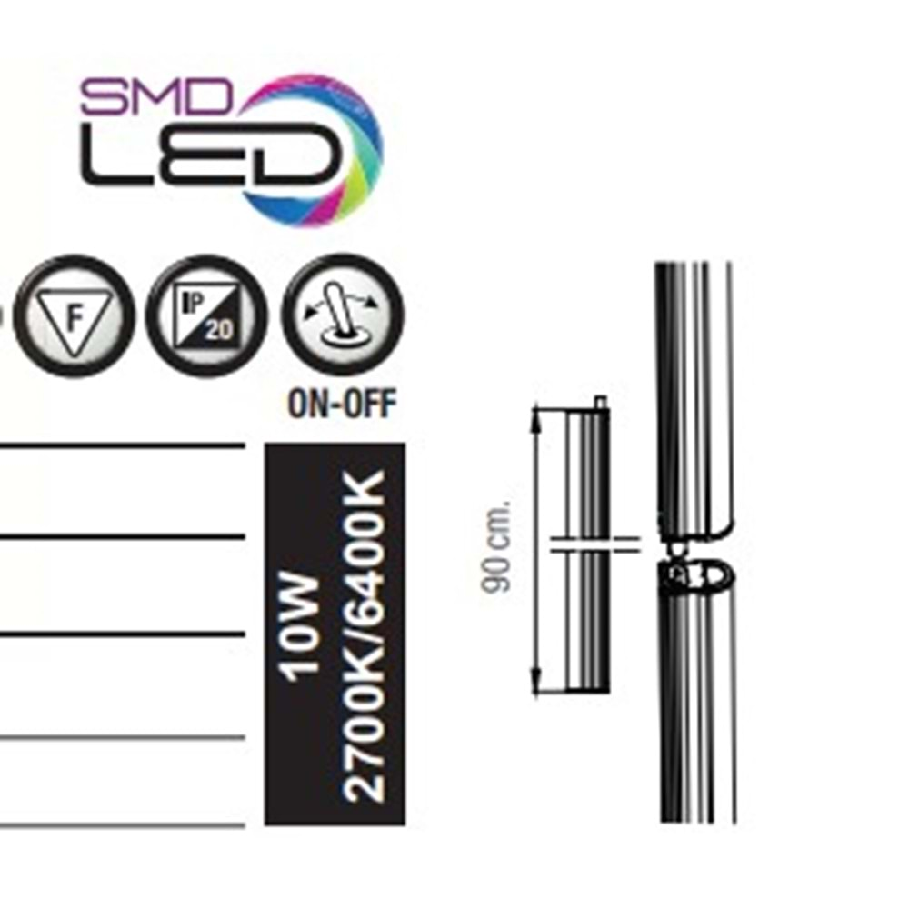 HOROZ 10W T5 LEDLİ BANT ARMATÜR 2700K GÜNIŞIĞI SIGMA-10 052 001 0090