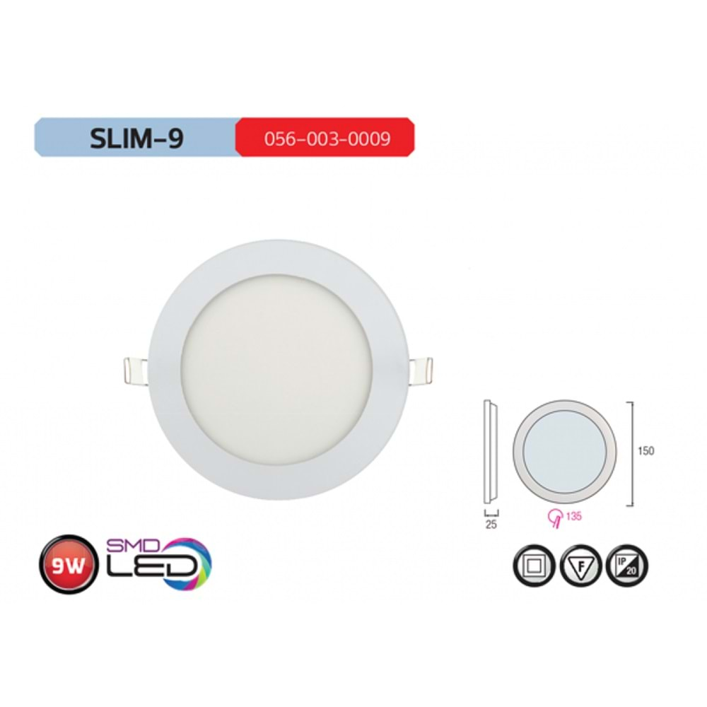 HOROZ 9W LED PANEL 2700K GÜNIŞIĞI SLIM-9 056 003 0009