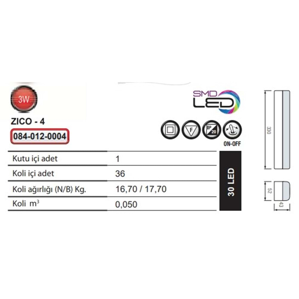 HOROZ ZICO-4 3W LEDLİ IŞILDAK 084 012 0004