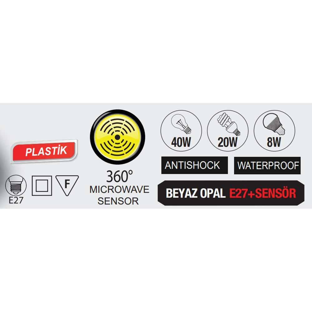 HOROZ MAX 40W MİKROSENSÖRLÜ E27 BEYAZ AQUA DOLUNAY 400 213 115