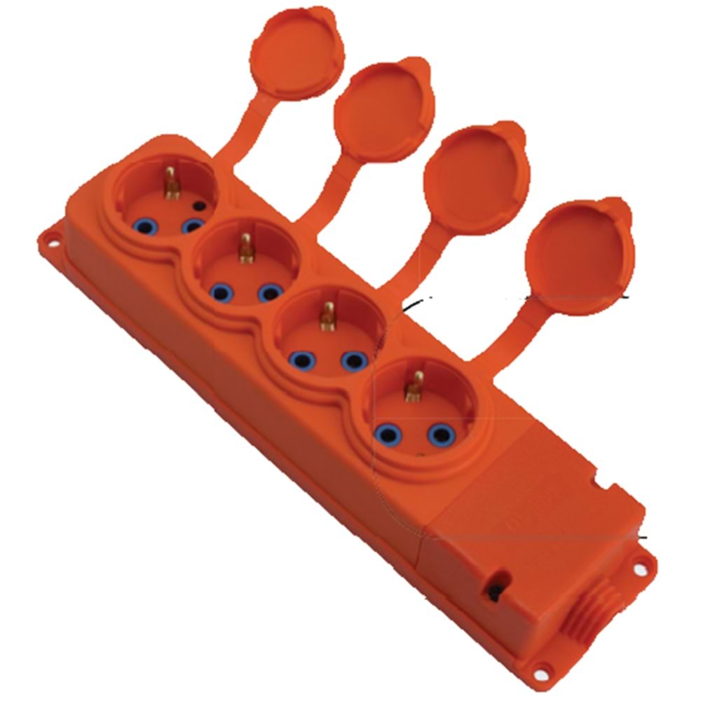 HOROZ TURUNCU IP44 KAUÇUK 4 LÜ GRUP PRİZ 800 401 009