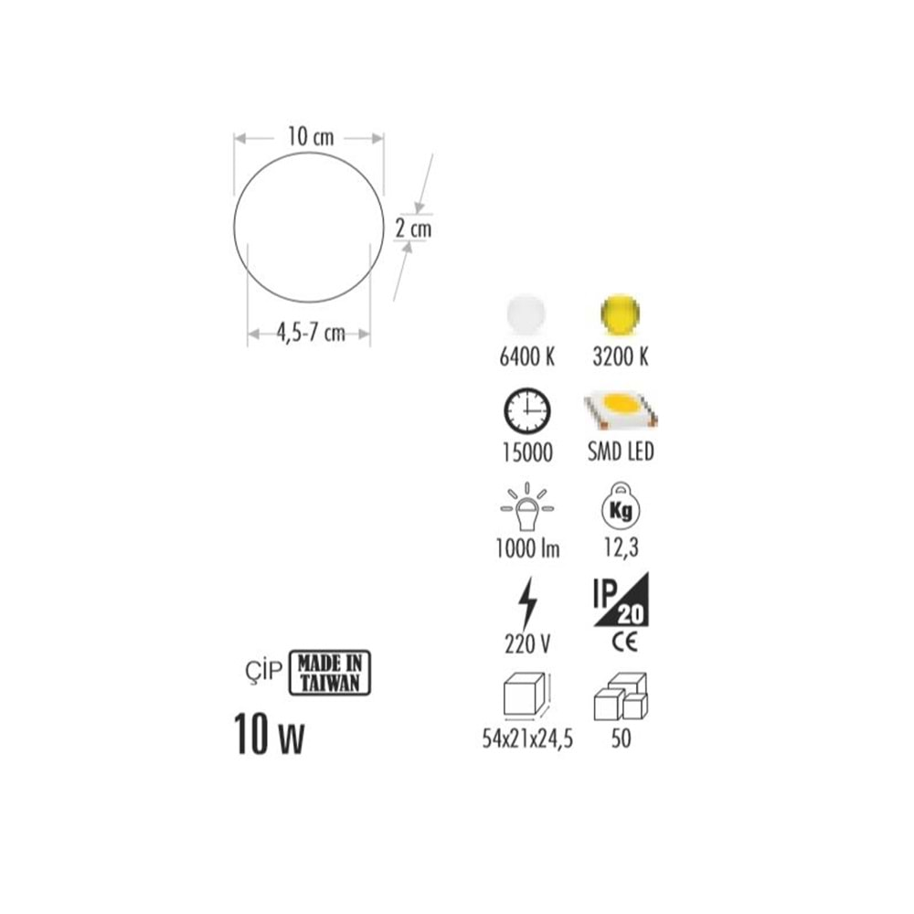 CATA 10W X-PLUS SLIM LED PANEL 6400K BEYAZ IŞIK CT-5660B