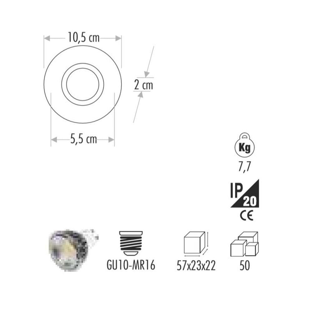 CATA MİMOZA CAM SPOT ARMATÜR LED ÇERÇEVELİ GÜNIŞIĞI CT-6630