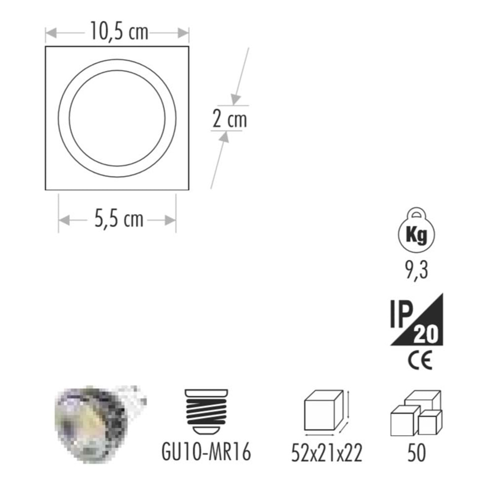 CATA LEYLAK CAM SPOT ARMATÜR LED ÇERÇEVELİ GÜNIŞIĞI CT-6633 ( AMPUL DAHİL DEĞİLDİR)