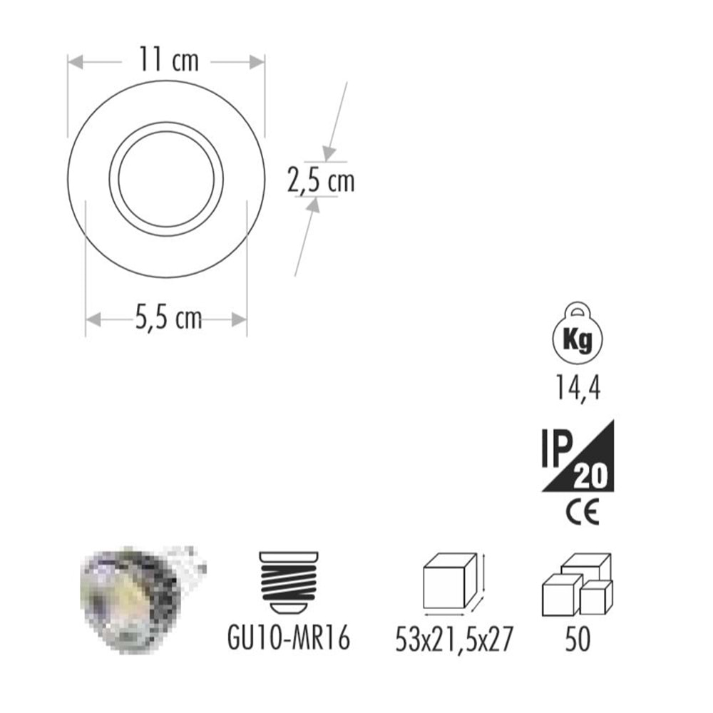 CATA MERCAN CAM SPOT ARMATÜR LED ÇERÇEVELİ GÜNIŞIĞI CT-6637