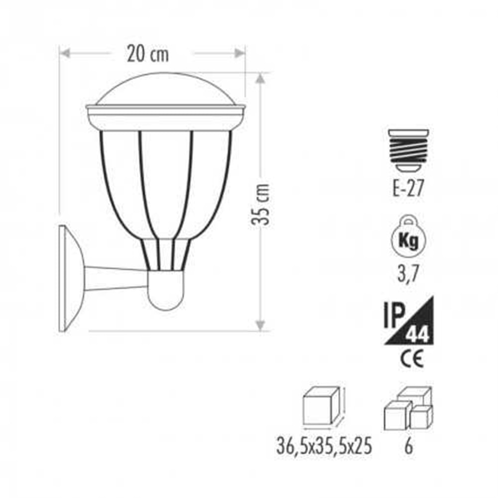 CATA TORİNO BAHÇE ARMATÜRÜ E27 CT-7019