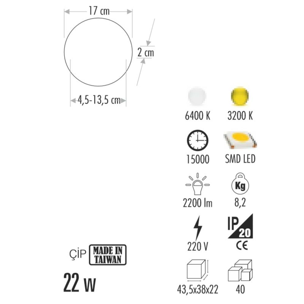 CATA 25W X-PLUS SLIM LED PANEL ARMATÜR 3200K CT-5662