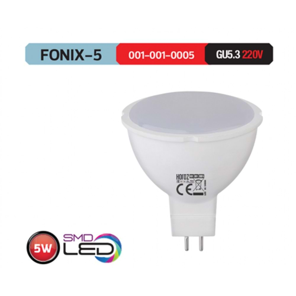 HOROZ 5W LED ÇANAK AMPUL 4200K GU5,3/MR-16 220V FONIX-5 001 001 0005