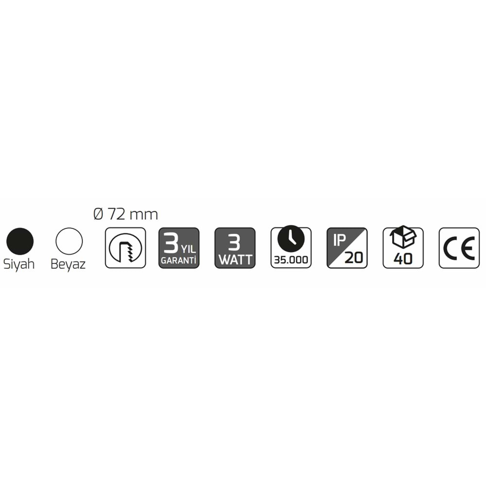 GOYA 3W LED PANEL BEYAZ KASA 4000K GY-1728