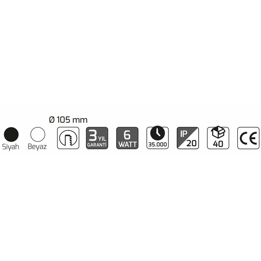 GOYA 6W LED PANEL SİYAH KASA 6500K GY-1738