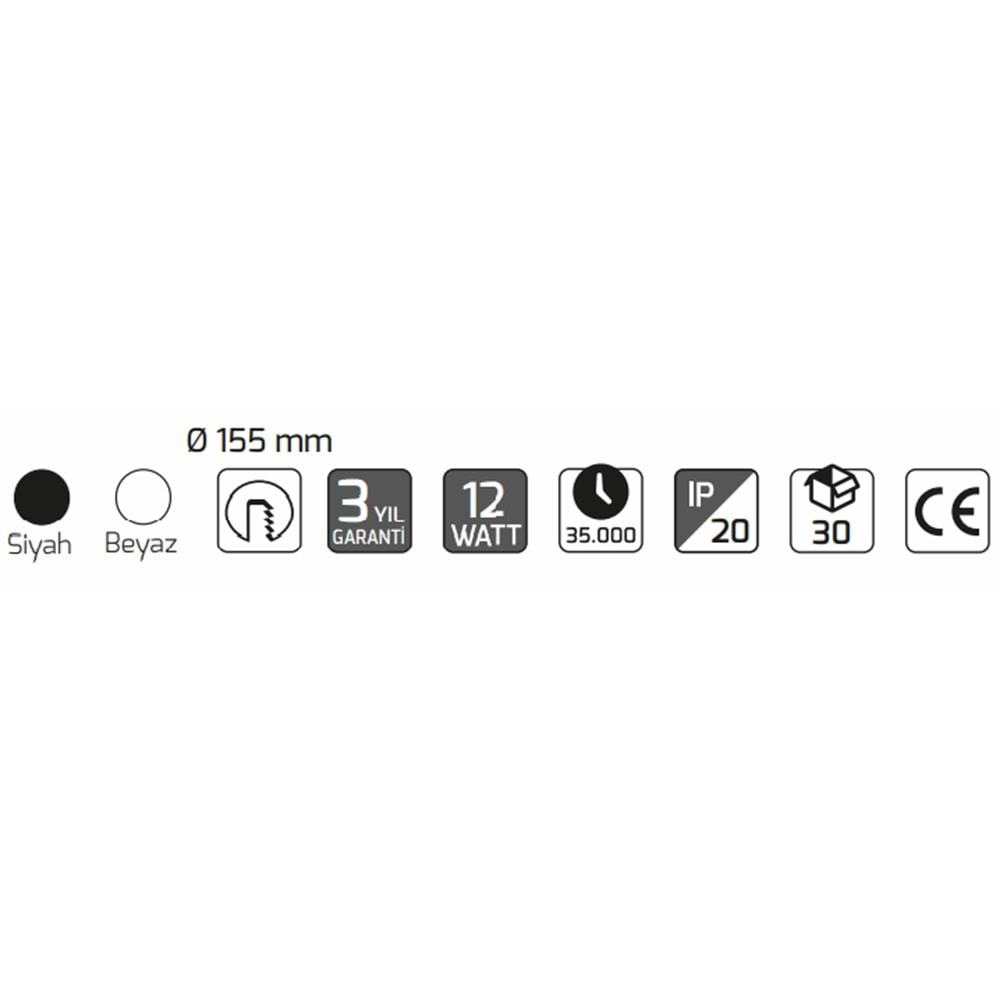 GOYA 12W LED PANEL SİYAH KASA 3000K GY-1758