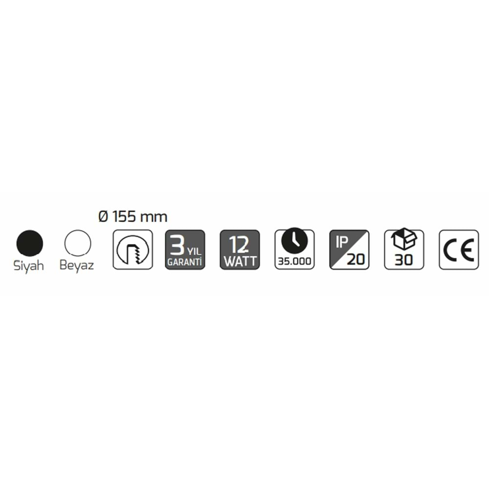 GOYA 12W LED PANEL SİYAH KASA 4000K GY-1758