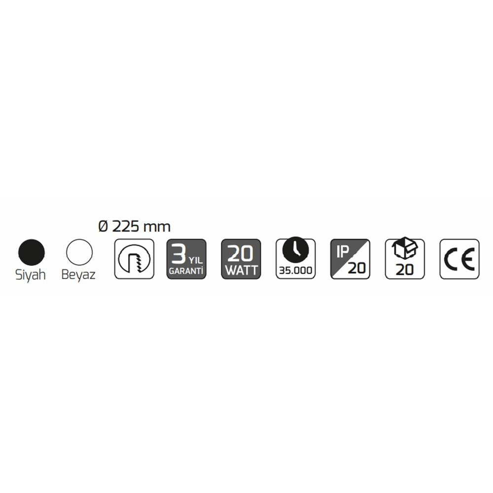 GOYA 20W LED PANEL BEYAZ KASA 3000K GY-1788