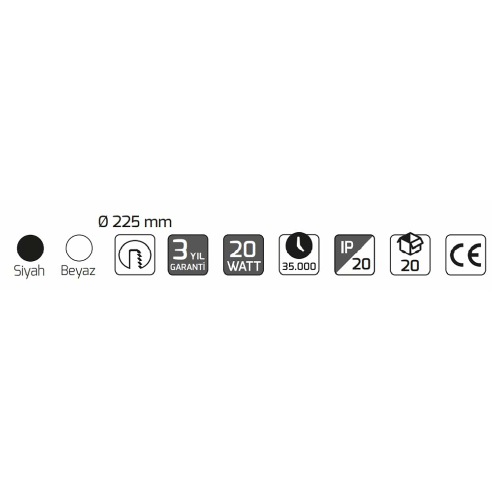 GOYA 20W LED PANEL SİYAH KASA 4000K GY-1788