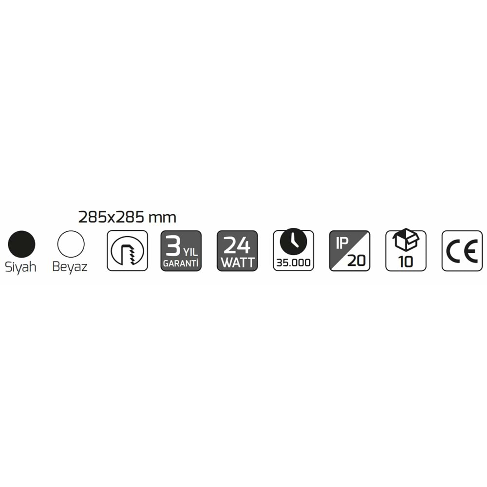 GOYA 24W SIVA ALTI LED PANEL SİYAH KASA 3000K GY-1797