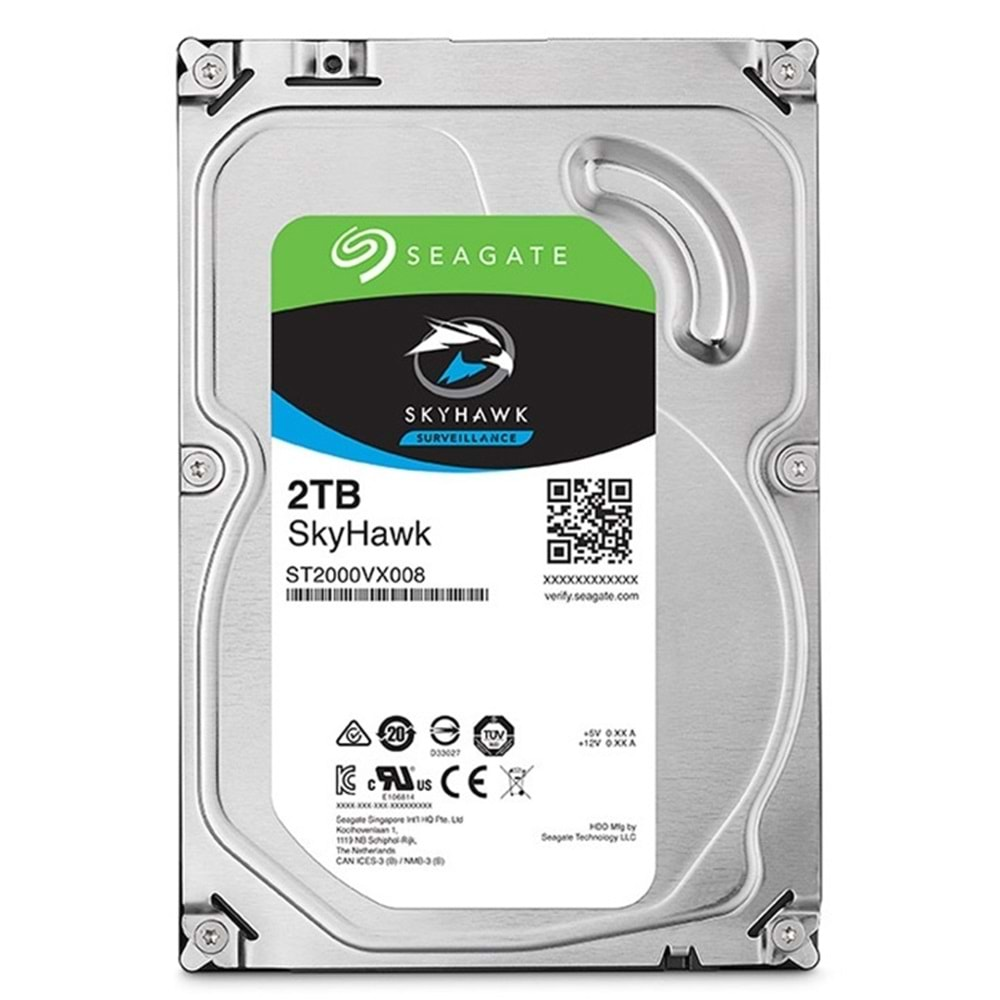 SEAGATE 2TB HARD DİSK ST2000VX008 - SkyHawk 3.5 5900RPM 64MB SATA3.0 Güvenlik Hard Diski