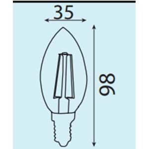 HOROZ 2W LED AMPUL 6400K E14 DUYLU FILAMENT CANDLE-2 001 013 0002