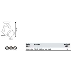 HOROZ 30W BERN RAYLI LED ARMATUR 3000K BEYAZ KASA 018 017 0030