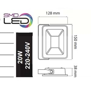 HOROZ 20W LED PROJEKTÖR PARS-20 6400K 068 008 0020