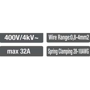 HOROZ CONNECTOR-3 MAX 32A 400V/4KV 103 001 003