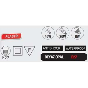 HOROZ AQUA YARIMAY MAX 40W E27 BEYAZ OPAL APLİK 400 113 114