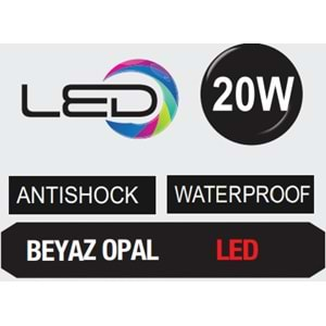 HOROZ 20W 6400K BEYAZ OPAL LED ARMATÜR AQUA DOLUNAY 400 315 115