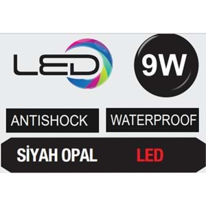 HOROZ 9W 3000K SİYAH OPAL LED ARMATÜR AQUA YARIMAY 400 323 114