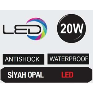 HOROZ 20W 3000K OPAL SİYAH NEMLİYER ARMATÜR AQUA DOLUNAY 400 323 115