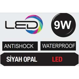 HOROZ 9W 6400K SİYAH OPAL LED ARMATÜR AQUA YARIMAY 400 325 114