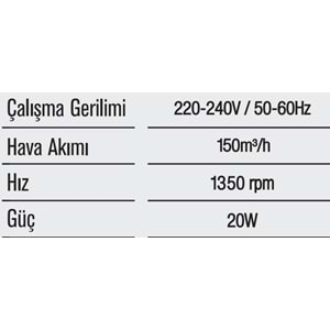 HOROZ KLASİK PLASTİK FAN 150 LİK GÜMÜŞ 500 040 150