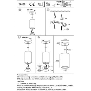 JUPITER EV428 SARKIT ARMATÜR SİYAH & ALTIN