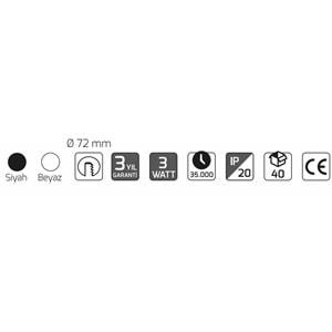 GOYA 3W LED PANEL SİYAH KASA 3000K GY-1728