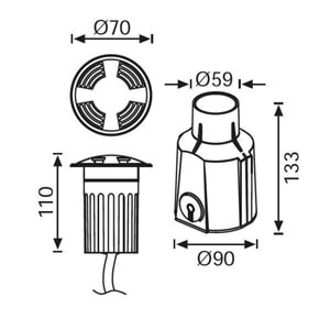 JUPİTER LG927 S LED GÖMME BAHÇE ARMATÜRÜ 2W 3000K