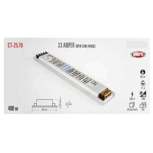 CATA 33 AMPER SÜPER SLİM ŞERİT LED TRAFOSU 400W CT-2570