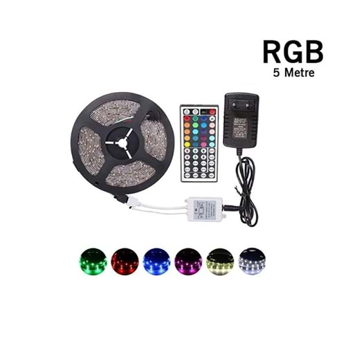 CATA RGB ŞERİT LED SETİ (5 MT RGB LED 15 RENK+TRAFO+RGB KUMANDA) CT-4558