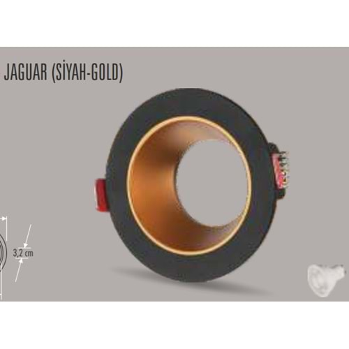 CATA JAGUAR SİYAH - GOLD DEKORATİF SPOT CT-5043