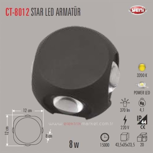 CATA 8W STAR LED ARMATÜR 3200K CT-8012