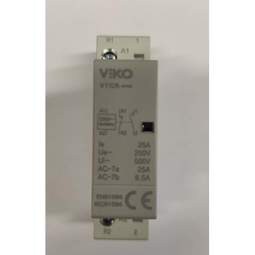 VİKO MODÜLER RAY TİPİ KONTAKTÖR 25A 1NO+1NC VTCR-25/11 (W OTOMAT TIPI )